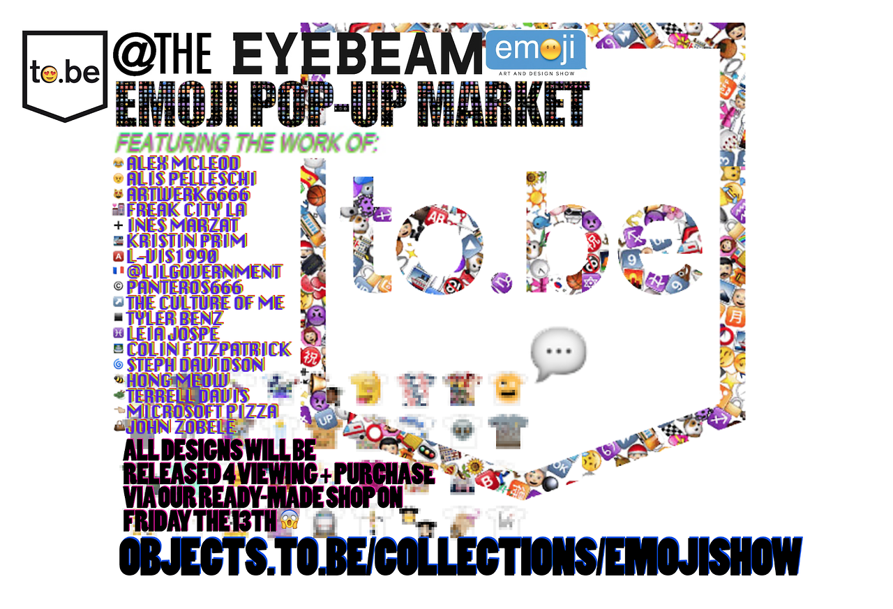 thecultureofme:
My pals at this rad new thing called to.be asked me to make something cool for the upcoming Emoji Art &amp; Design Show in New York, so I made a T-shirt that you can check out and buy and be all cool and stuff.
There’s also a ton of other rad artists featured at both the show and the to.be pop-up. Emojis! Rejoice!
ah the one true reason why I moved to New York is to attend an Emoji art show