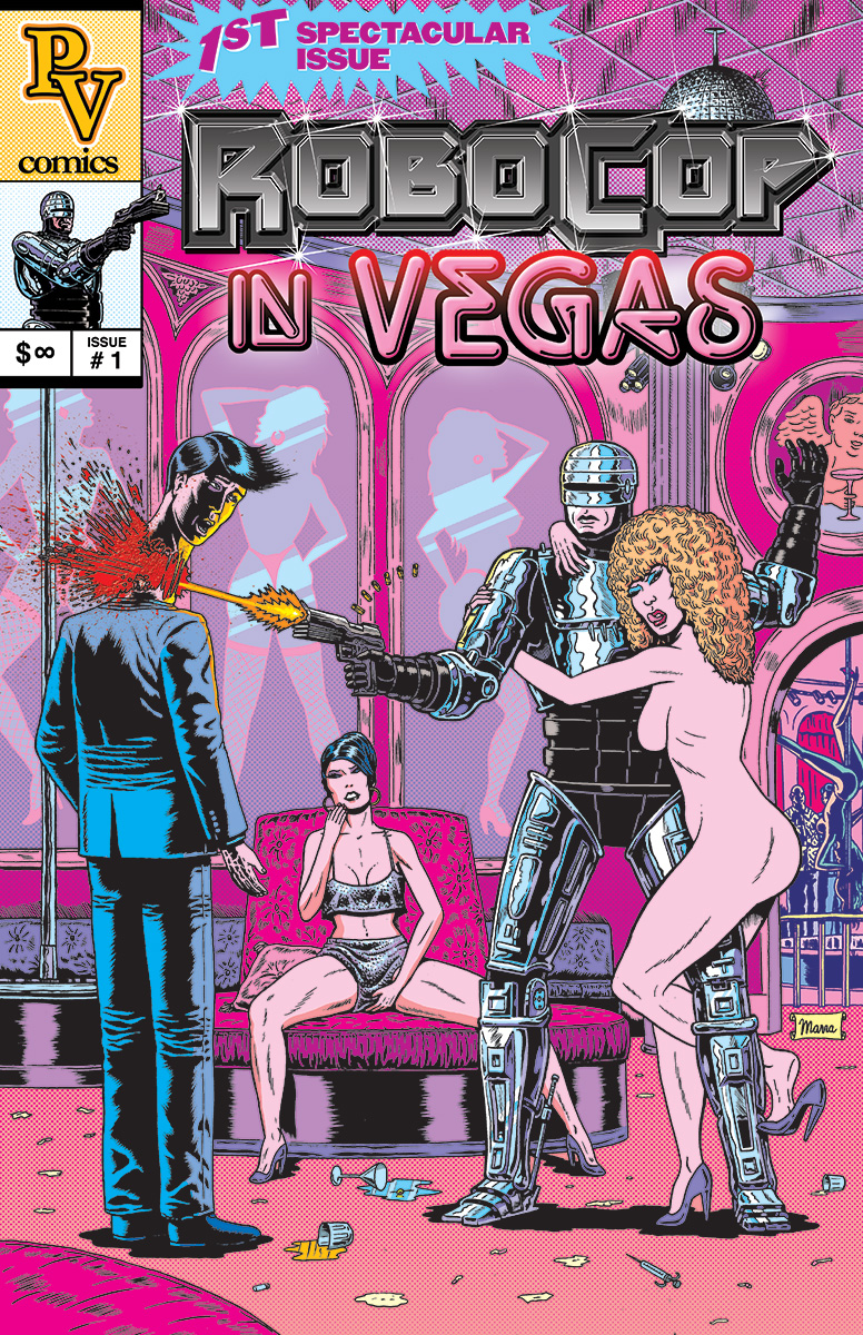 traditionalcomics:
Here’s my contribution for a Paul Verhoeven-inspired art show. Robocop meets Showgirls.
By BENJAMIN MARRA
